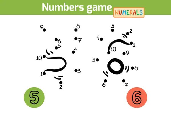 Gioco di numeri (Numeri): cinque, sei. Numeri da uno a dieci — Vettoriale Stock