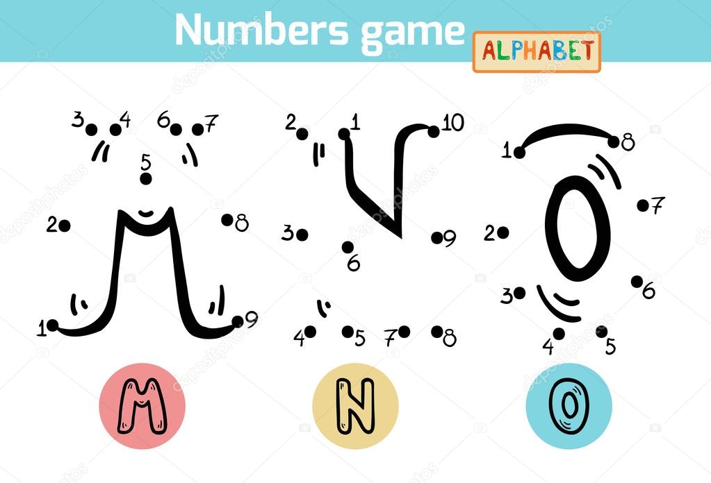 Numbers Game Alphabet Letters M N O Numbers From One To Te Stock Vector Image By C Ksenya Savva 69834945
