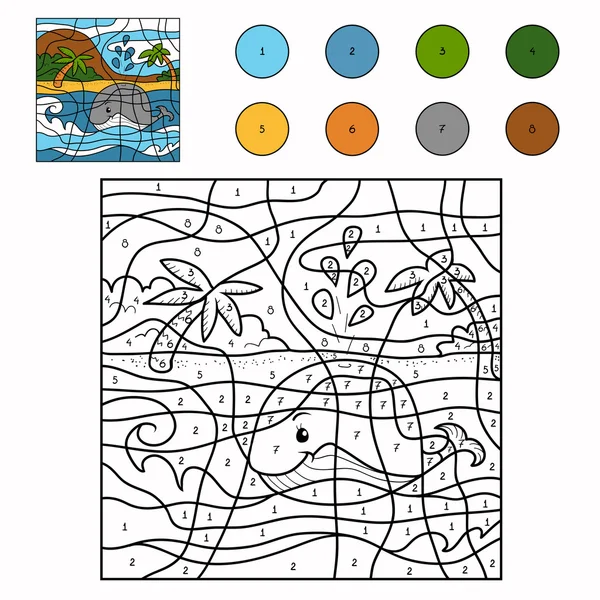 Color por número (ballena ) — Archivo Imágenes Vectoriales