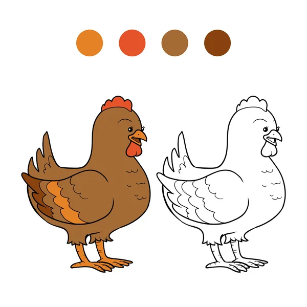 Coloring book (chicken) — Stock Vector