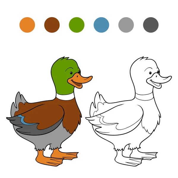 Coloring book (duck) — Stock Vector