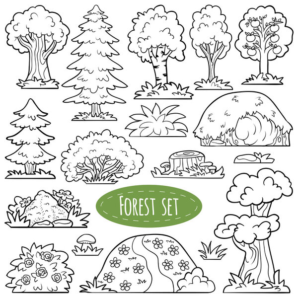 Colorless vector set of forest items