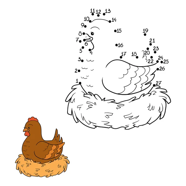 Παιχνίδι αριθμών (κοτόπουλο και φωλιά) — Διανυσματικό Αρχείο
