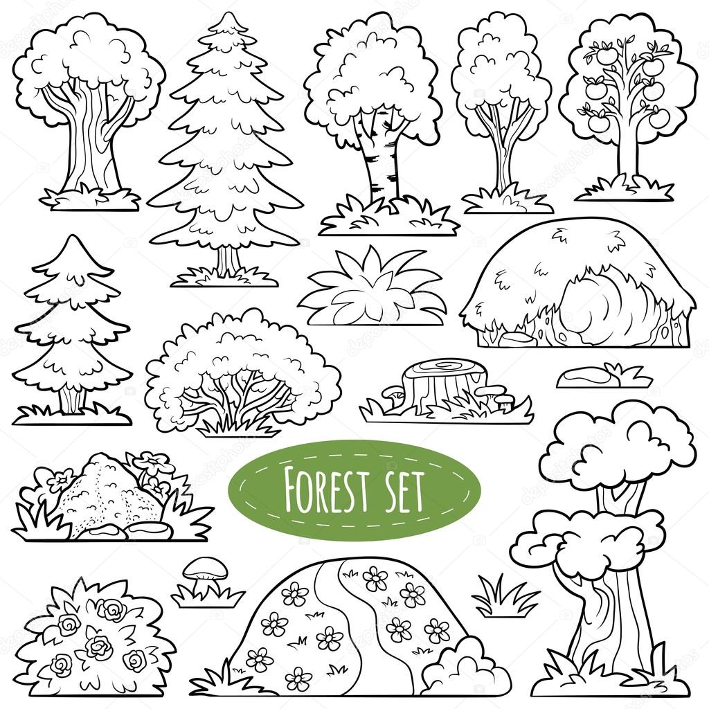 Colorless vector set of forest items