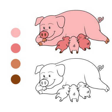 Coloring book (pig mommy and piget) clipart