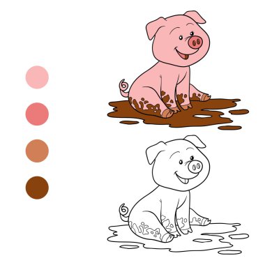 Coloring book (pig) clipart