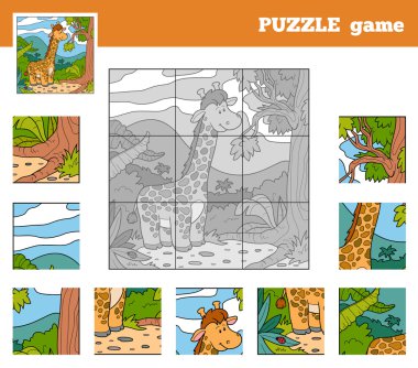 Hayvanlar (zürafa olan çocuklar için puzzle oyunu)