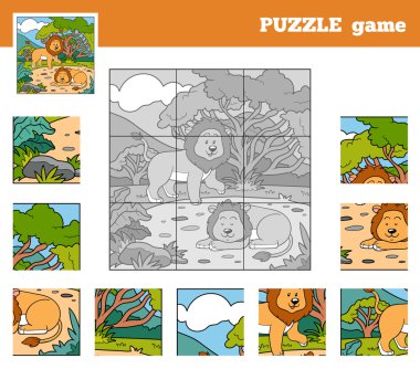 Hayvanlar (aslanlar olan çocuklar için puzzle oyunu)