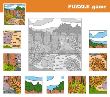 Hayvanlar (fareler olan çocuklar için puzzle oyunu)