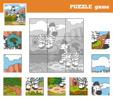 Hayvanlar (zebra olan çocuklar için puzzle oyunu)