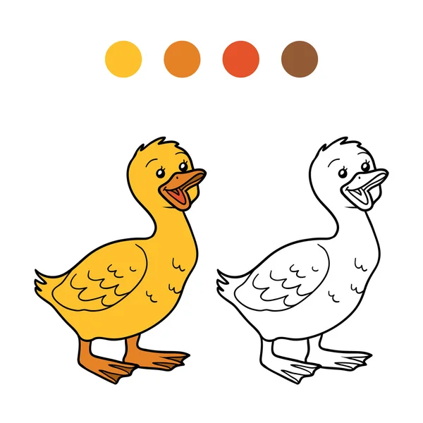 Coloring book (goose, chick) — Stock Vector