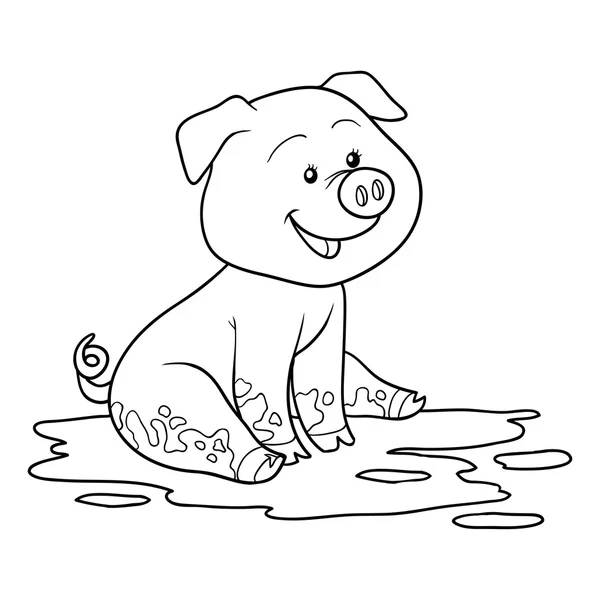 Coloring book (pig) — Stock Vector