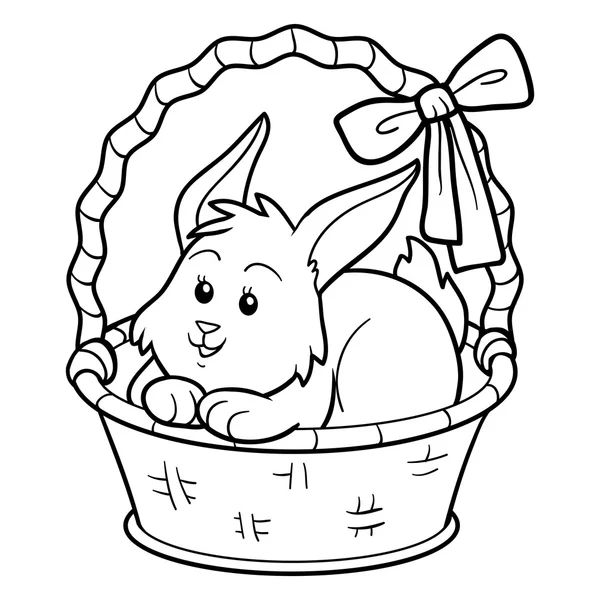 Coloring book (rabbit in basket) — Stock Vector