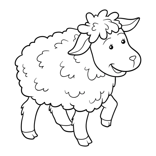 Livre à colorier (moutons ) — Image vectorielle