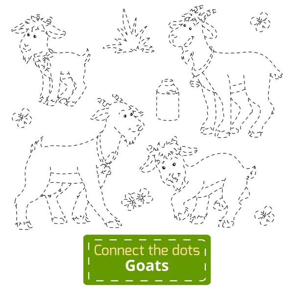 Hubungkan titik-titik (kambing keluarga, hewan ternak ) - Stok Vektor