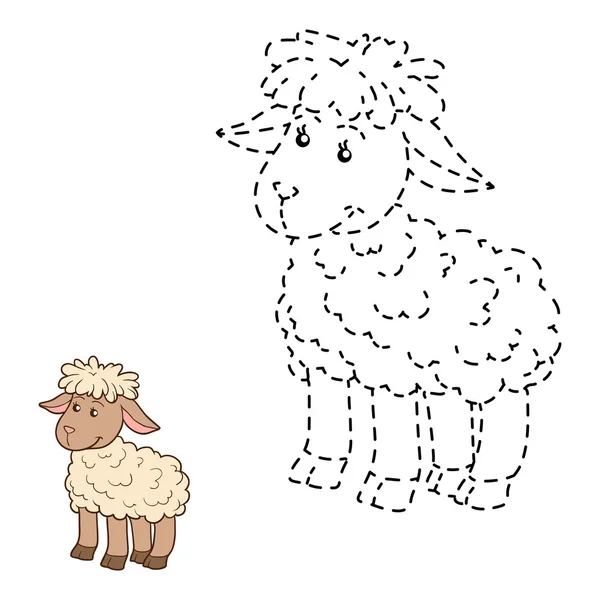 Conecta los puntos (oveja ) — Vector de stock