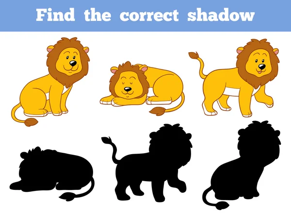 Hitta rätt skuggan (lion) — Stock vektor