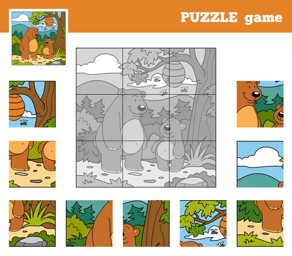 동물 (곰 들과 함께 어린이 위한 퍼즐 게임) — 스톡 벡터