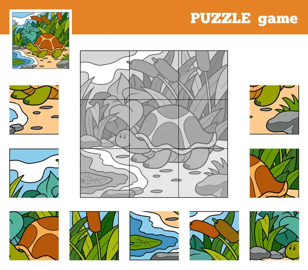 (カメの動物と子供のパズル ゲーム) — ストックベクタ