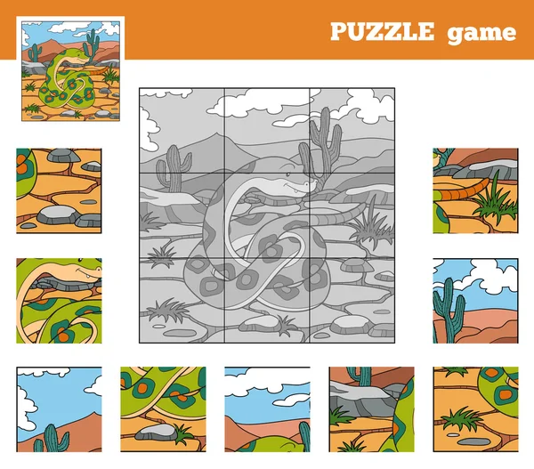 Puzzle Juego para niños con animales (serpiente ) — Archivo Imágenes Vectoriales