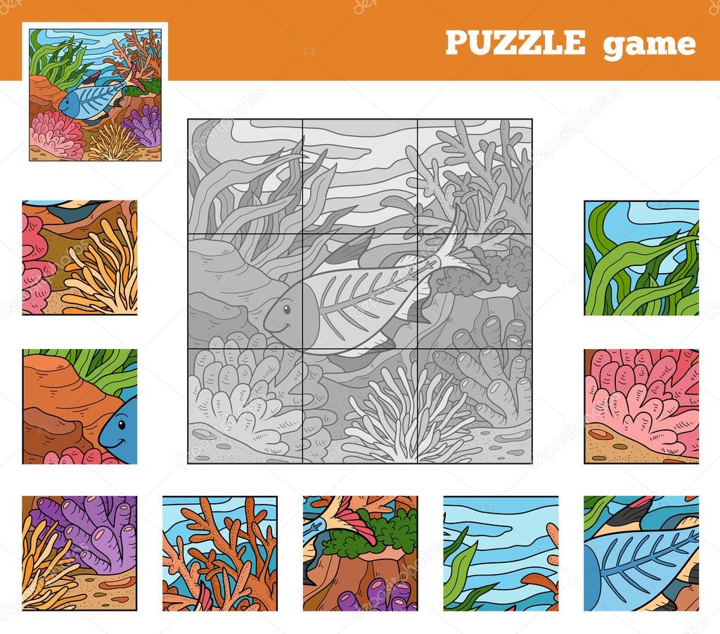 Puzzle Game for children with animals (x-ray fish)