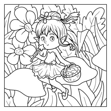 Boyama kitabı (küçük peri ile meyve sepeti)