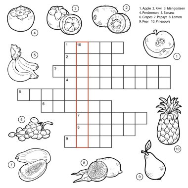 Vektör Bulmaca, meyve hakkında çocuklar için oyun