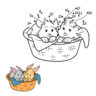 Numbers game (rabbit in the basket) clipart