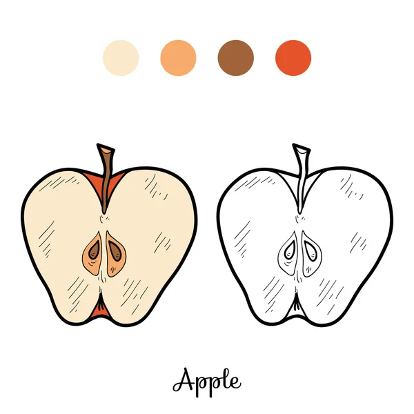 Libro da colorare: frutta e verdura (mela ) — Vettoriale Stock