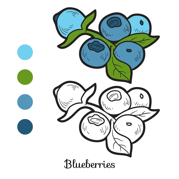 색칠 공부: 과일 및 야채 (블루베리) — 스톡 벡터