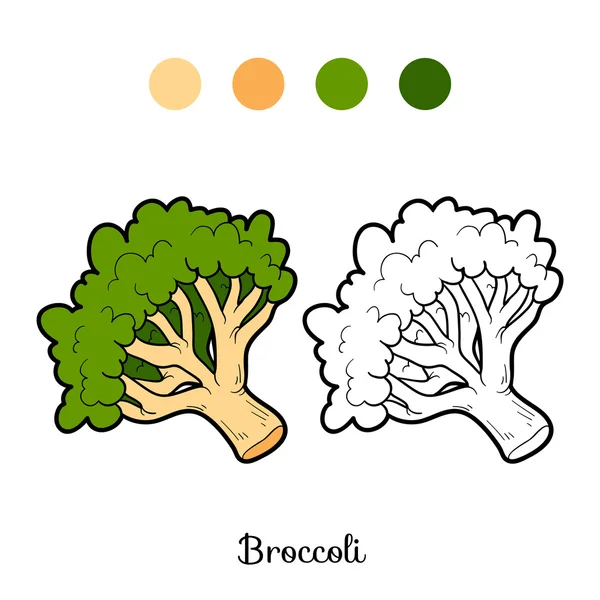 Buku mewarnai: buah-buahan dan sayuran (brokoli ) - Stok Vektor