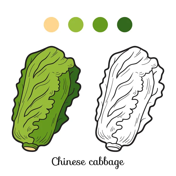 Libro para colorear: frutas y verduras (col china ) — Vector de stock