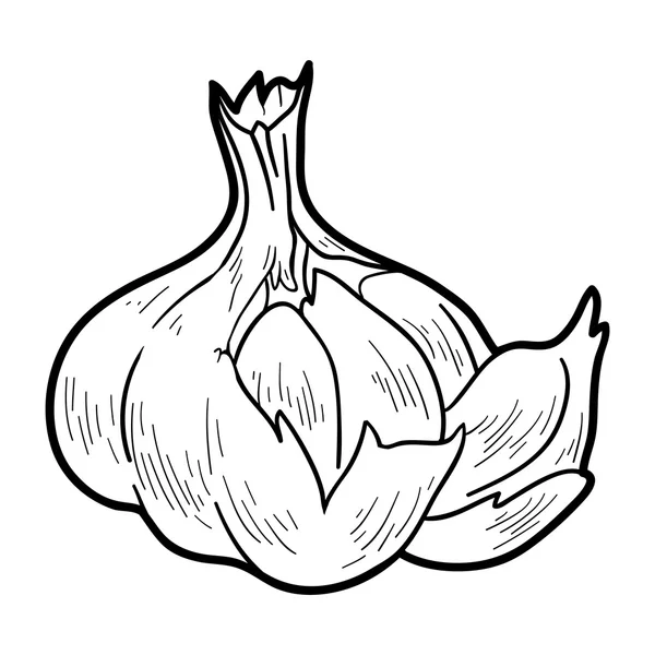 Coloring book: fruits and vegetables (garlic) — Stock Vector