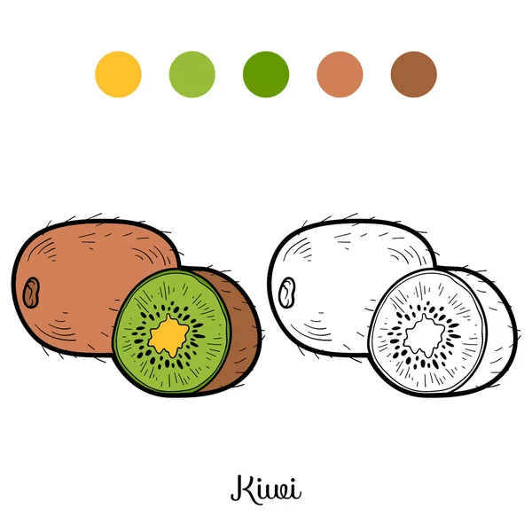 Coloring book: fruits and vegetables (kiwi) — Stock Vector