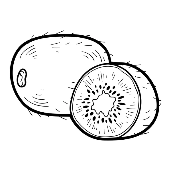 Libro para colorear: frutas y verduras (kiwi ) — Vector de stock