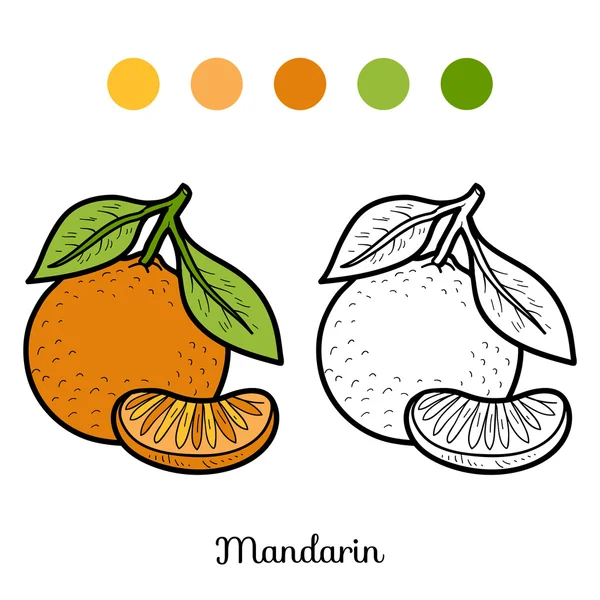 Målarbok: frukt och grönsaker (mandarin) — Stock vektor