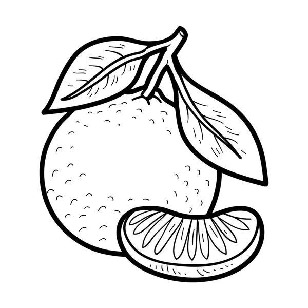 Libro para colorear: frutas y verduras (mandarina ) — Vector de stock