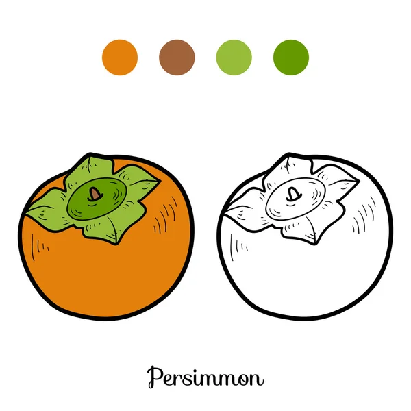 着色书: 水果和蔬菜 (柿) — 图库矢量图片
