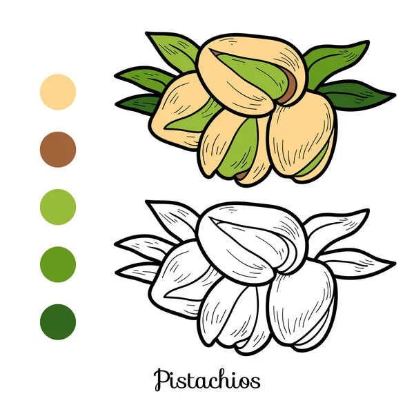 Coloring book: fruits and vegetables (pistachios) — Stock Vector