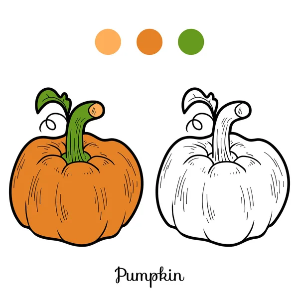 Libro para colorear: frutas y verduras (calabaza ) — Vector de stock