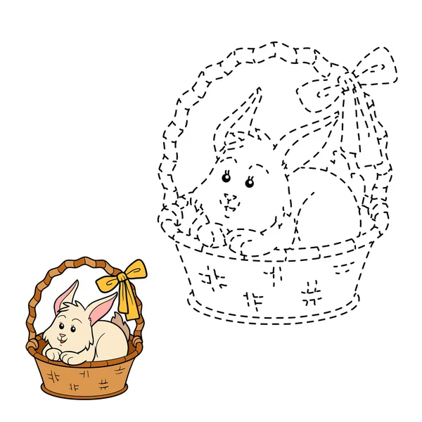 Conecta los puntos (conejo en la cesta ) — Archivo Imágenes Vectoriales