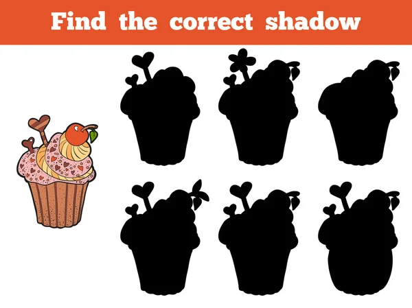 Βρείτε τη σωστή σκιά (cupcake) — Διανυσματικό Αρχείο