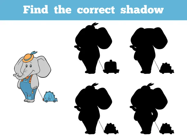 Encontre a sombra correta (elefante e brinquedo ) —  Vetores de Stock
