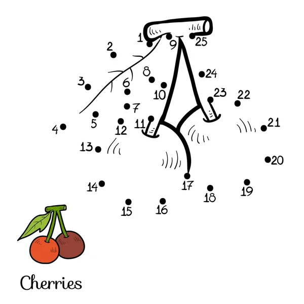 숫자 놀이: 과일 및 야채 (체리) — 스톡 벡터