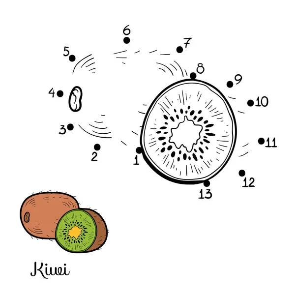 Hra čísel: ovoce a zelenina (kiwi) — Stockový vektor