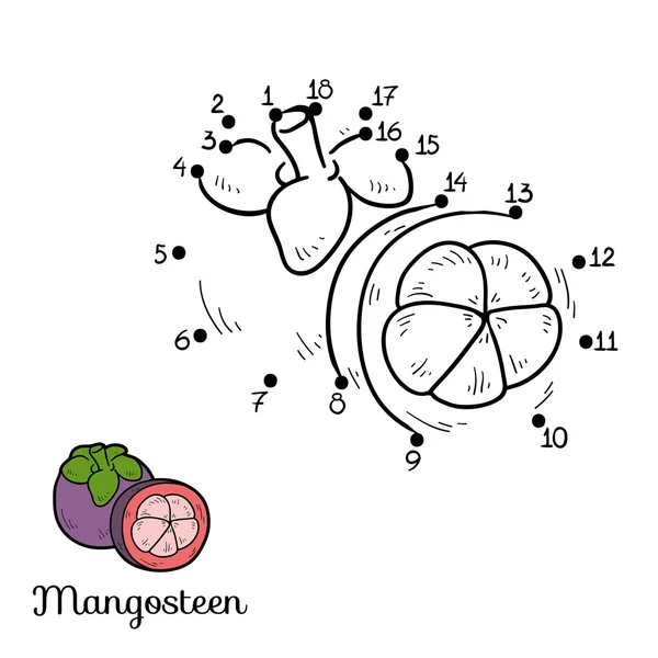 Numbers game: groenten en fruit (mangosteen) — Stockvector