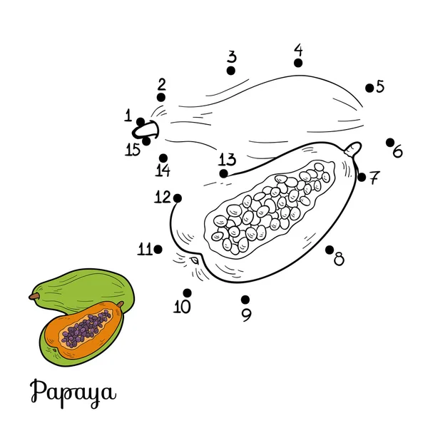 Sayı oyunu: meyve ve sebze (papaya) — Stok Vektör