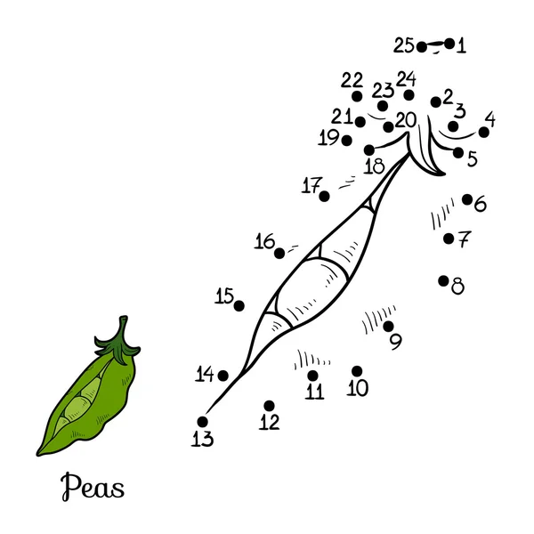 数字のゲーム: 果物と野菜 (エンドウ豆) — ストックベクタ