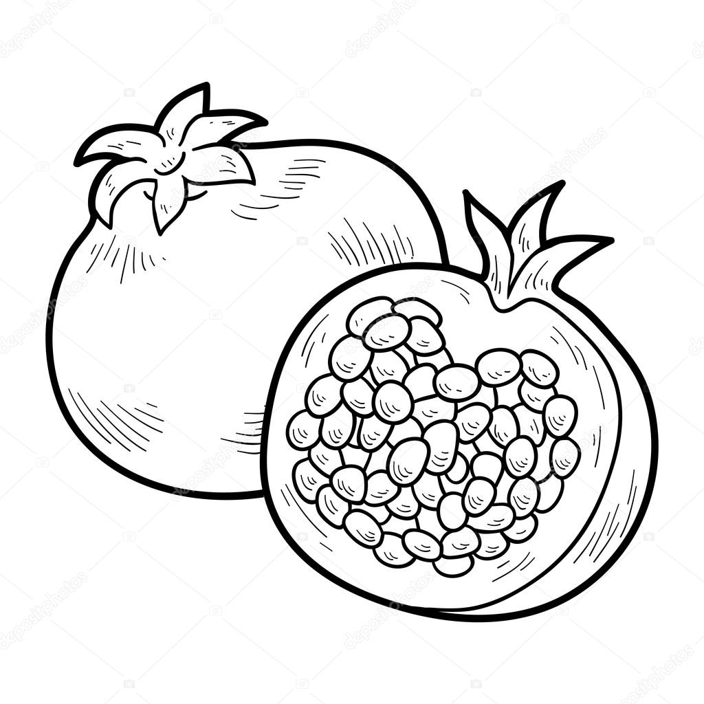 Coloring book: fruits and vegetables (pomegranate)