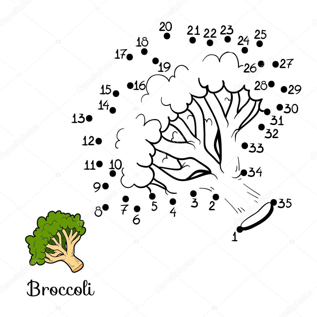Numbers game: fruits and vegetables (broccoli)